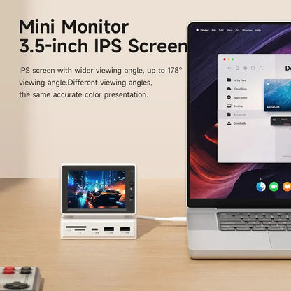 Hagibis 3.5Inch IPS Mini Screen AIDA64 Mini PC CPU RAM HDD Data Monitor Display Sub Screen with USB C Hub for Laptop PC Macbook