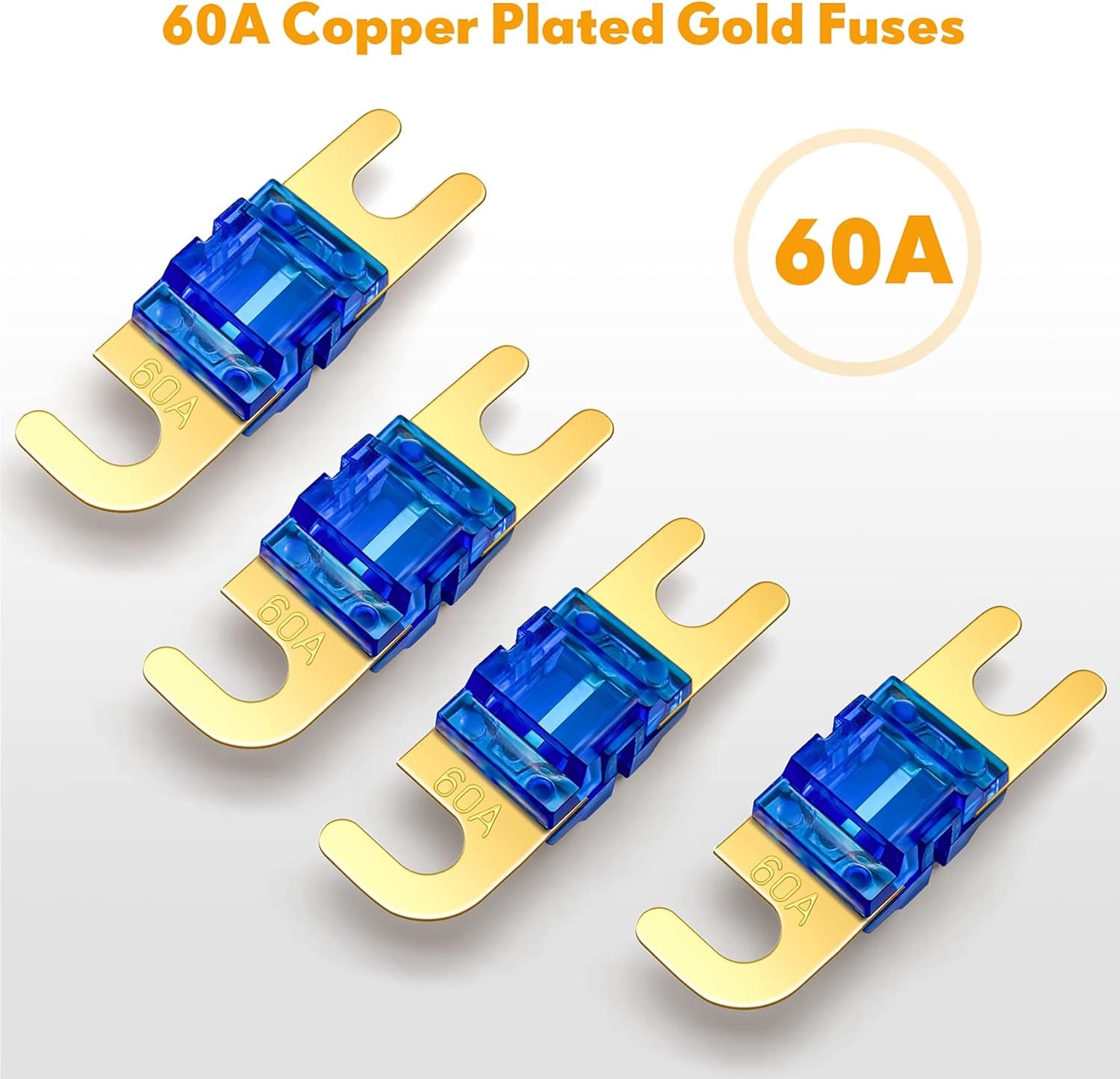 4 Way Mini ANL Fuse Holder, Copper 0/2/4 Gauge to 4/6/8 Gauge 60 Amp Fuse Distribution Block for Car Truck Boat Audio Stereo Amplifier