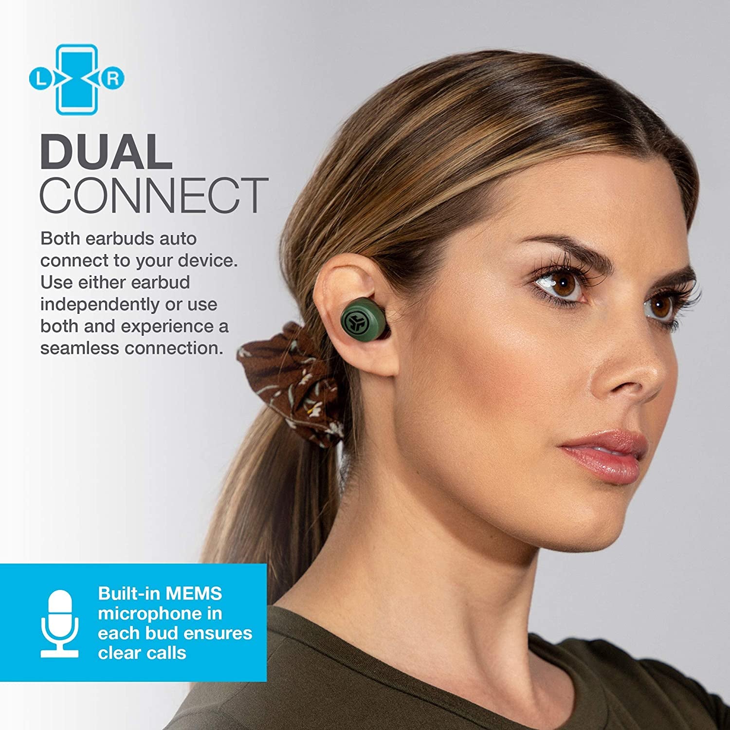 Go Air True Wireless Bluetooth Earbuds + Charging Case | Green | Dual Connect | IP44 Sweat Resistance | Bluetooth 5.0 Connection | 3 EQ Sound Settings:  Signature, Balanced, Bass Boost