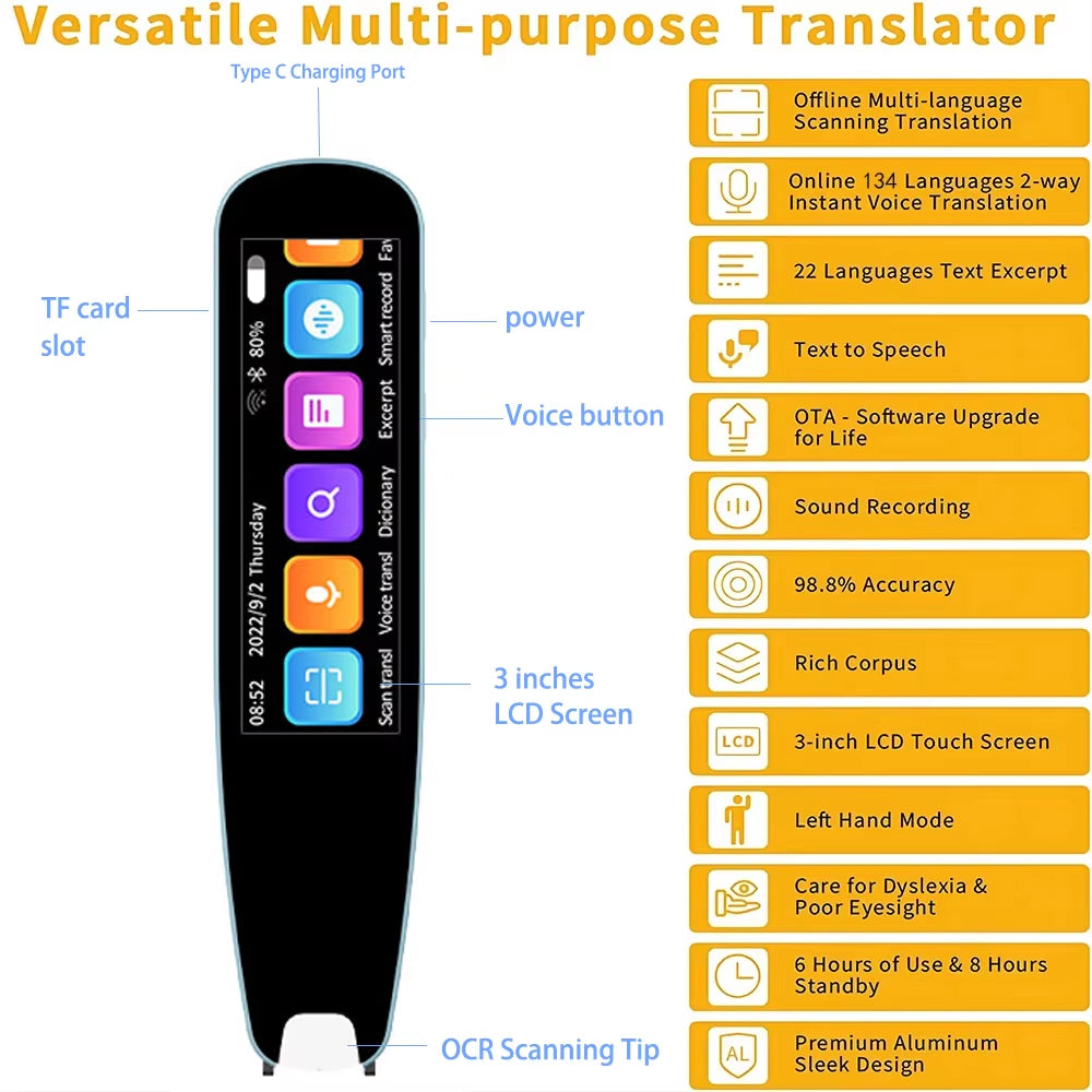 Smart Multifunctiontranslation Real Time Languages Translator Business Dictionary Pen Voice Scan Translator Pen