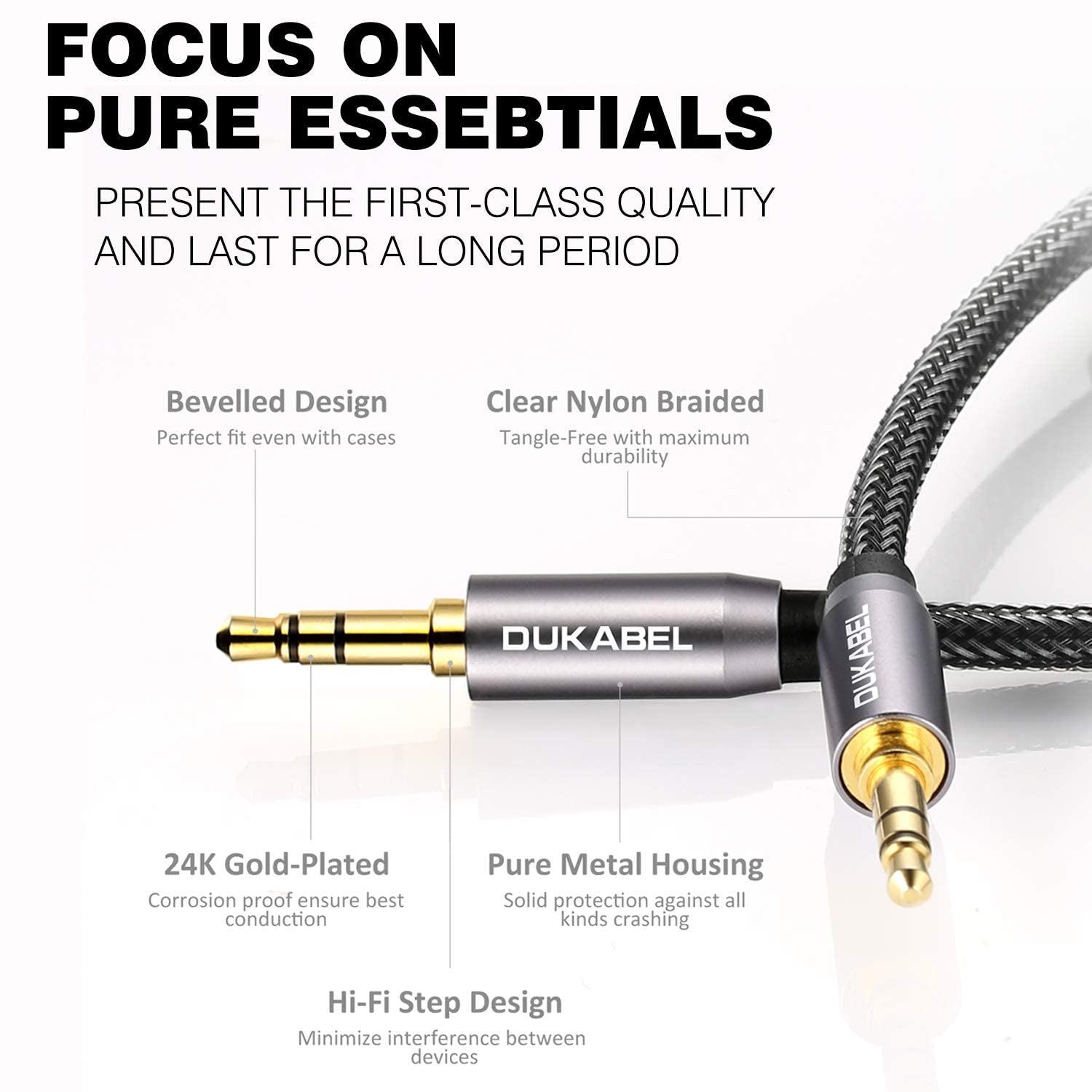 Top Series 3.5Mm AUX Cable Lossless Audio Gold-Plated Auxiliary Audio Cable Nylon Braided Male to Male Stereo Audio AUX Cord Car Headphones Phones Speakers Home Stereos (4 Feet /1.2 Meters)